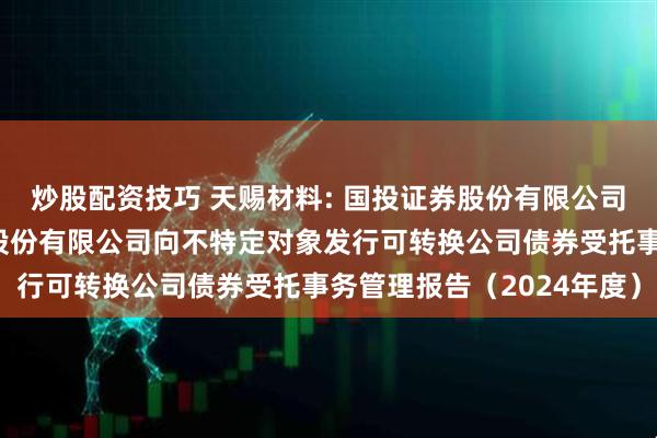 炒股配资技巧 天赐材料: 国投证券股份有限公司关于广州天赐高新材料股份有限公司向不特定对象发行可转换公司债券受托事务管理报告（2024年度）