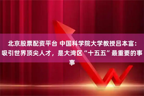 北京股票配资平台 中国科学院大学教授吕本富：吸引世界顶尖人才，是大湾区“十五五”最重要的事